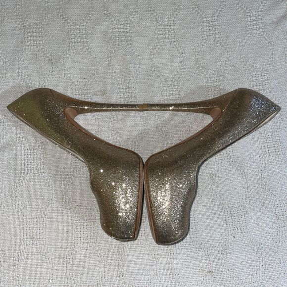 Stuart Weitzman Women’s Dressy Heels Size 7.5 M Gold Sparkle Going Out Party - Picture 5 of 12
